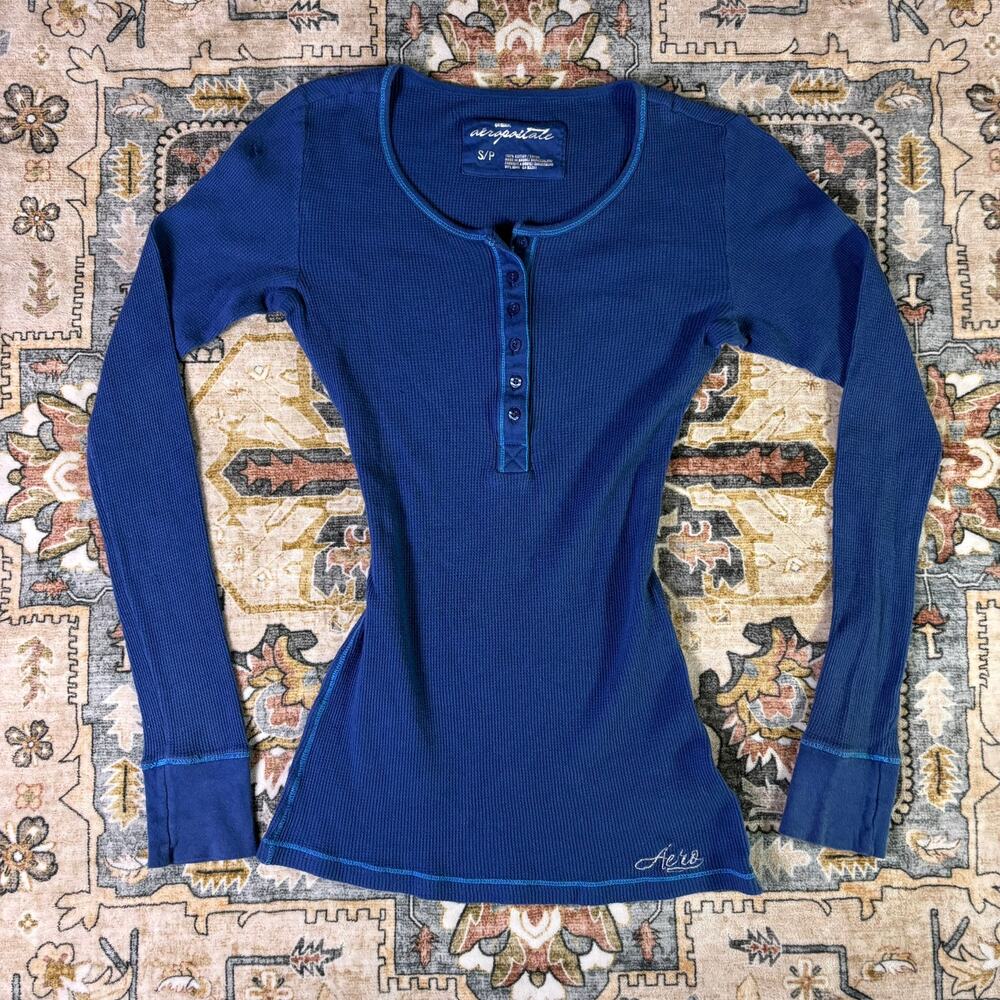 Y2K Aeropostale baby doll blue button top early 2000s long size small coquette